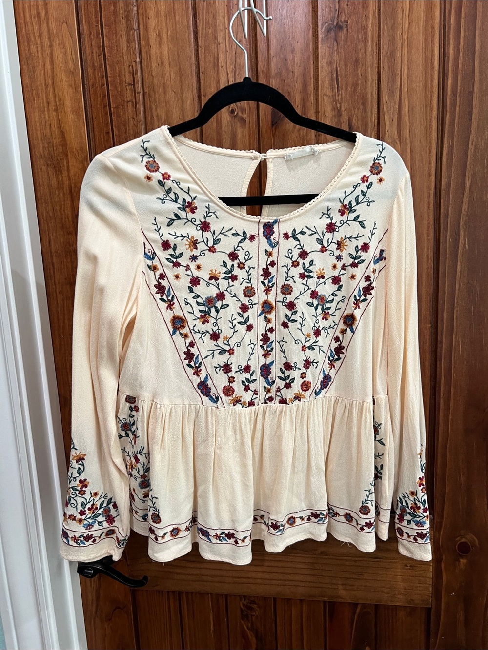 Altar'd State Cream Embroidered Floral Top
